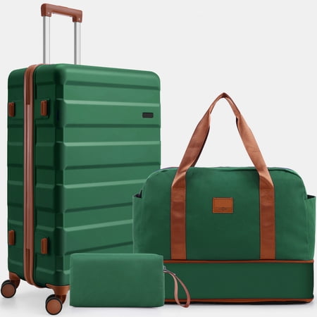 SANOPY Luggage Sets 3 PCS, ABS Lightweight Suitcase Dual-Spinner Wheel TSA Lock, Hardshell Carry on Luggage with Expandable Travel Bag
