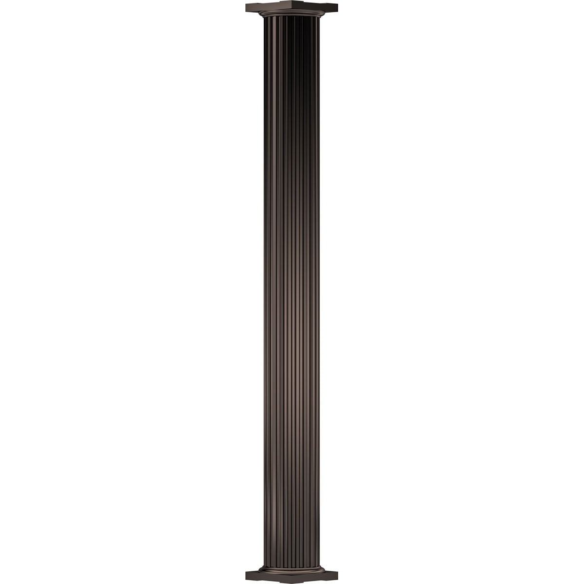 10" x 10' Endura-Aluminum Column, Round Shaft (For Post Wrap Installation), Non-Tapered, Fluted, Textured Brown Finish w/ Capital & Base