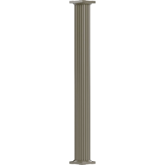 10" x 10' Endura-Aluminum Column, Round Shaft (For Post Wrap Installation), Non-Tapered, Fluted, Wicker Finish w/ Capital & Base