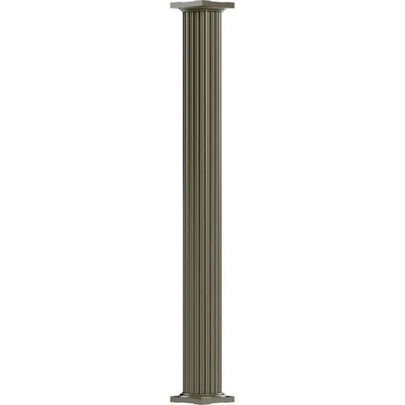 10" x 10' Endura-Aluminum Column, Round Shaft (Load-Bearing 26,000 lbs), Non-Tapered, Fluted, Clay Finish w/ Capital & Base