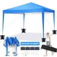 thumbnail image 1 of 10 x 10 FT Outdoor Pop-Up Canopy, Instant Party Tent, Camping Beach Gazebo, 3 Height Adjustable with 8 Stakes, 4 Sandbags, 4 Wind Ropes, Carrying Bag, Blue, 1 of 8