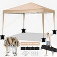 thumbnail image 1 of 10 x 10 FT Outdoor Pop-Up Canopy, Instant Party Tent, Camping Beach Gazebo, 3 Height Adjustable with 8 Stakes, 4 Sandbags, 4 Wind Ropes, Carrying Bag, Khaki, 1 of 8