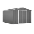 thumbnail image 1 of 10x10 FT Metal Storage Shed with Lockable Doors, Reinforced Frame & Grey Finish for Outdoor Equipment Storage, 1 of 9