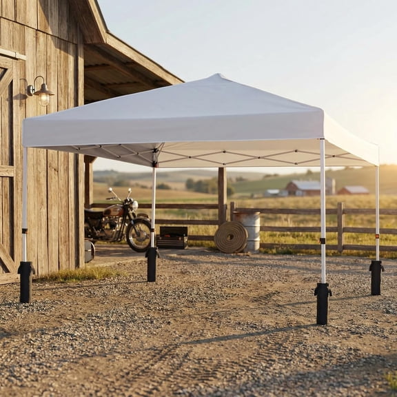 10 x 10 FT Pop Up Canopy Tent - Waterproof Gazebo with Removable Mesh Sidewalls for Patio Camping and Event Use - White