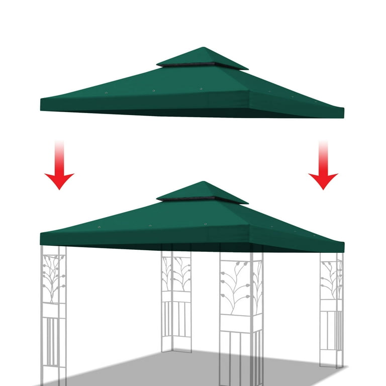 10 x 10 FT Outdoor Shade, Replacement Canopy Top Cover 2-Tiered