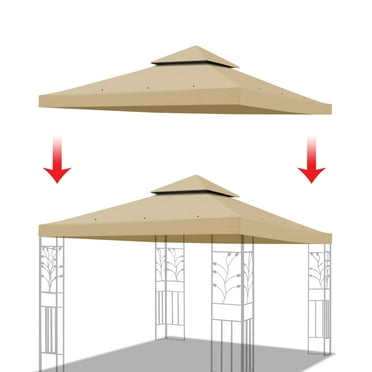 10 x 10 FT Replacement Canopy Top Cover 2-Tiered Patio Sunshade Upgraded UV Protection, Gazebo Tent Canopy Cover ONLY
