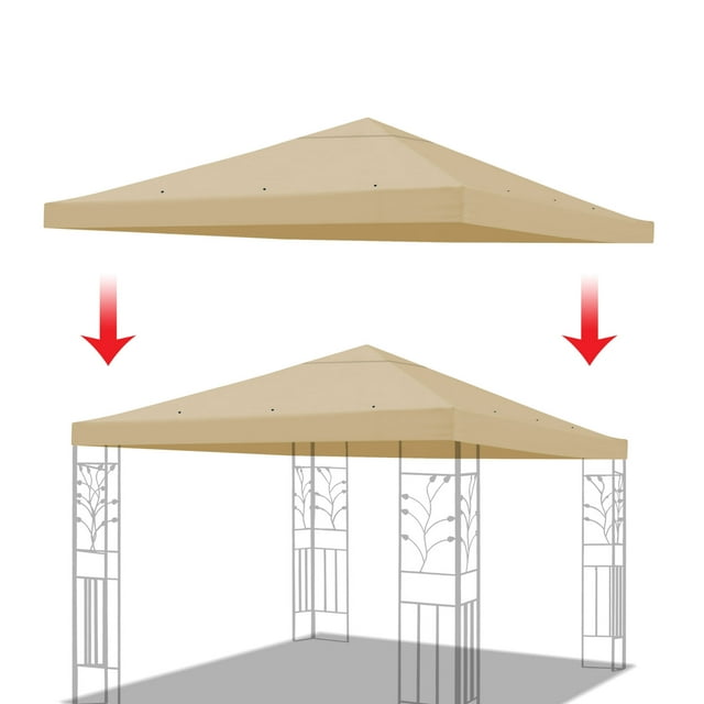 10 x 10 FT Replacement Canopy Top Cover Single Tiered Patio Sunshade Upgraded UV Protection, Gazebo Tent Canopy Cover ONLY