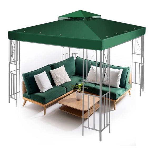 Gazebo Cover Replacement Canopy Top 10x10 Ft (3m x 3m) - Double Tier Top Canopy Cover Replacement with UV30+, Dirt, Water Resistant for Outdoor, Sunshade, Garden, Patio, Pavilion (Green)