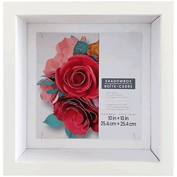 10" x 10" Flat White Deep Profile Shadow Box Picture Frame - Includes Pre-attached Hanging Hardware, Horizontal or Vertical Display - 1 Pack$$Home Decor, Kitchen, & Other