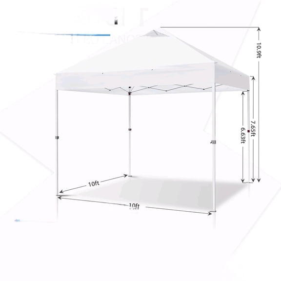 10' x 10' Heavy Duty Commercial Canopy Tent Pop Up Industrial Instant Canopy Shelter with 100 Square Feet of Shade (White)$$Garden & Patio