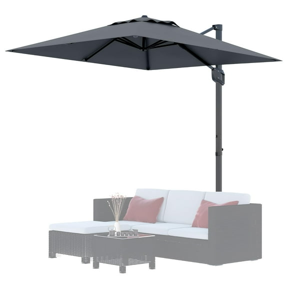 10' x 10' Heavy Duty Square Cantilever Umbrella, Aluminum Offset Outdoor Patio Umbrella with 360-Degree Rotation for Backyard, Deck, Pool