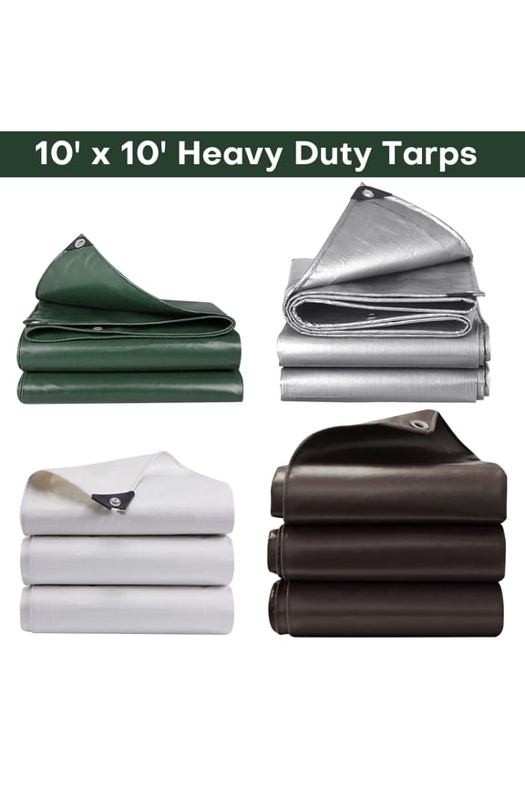 10'x 10' Heavy Duty White Waterproof Tarp and Cover 12 Mil Multipurpose Tarpaulin