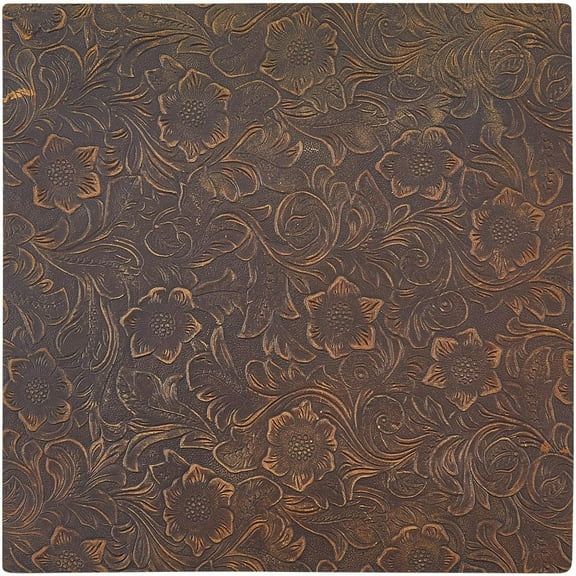 10 x 10 Inch Bump Texture Cowhide Sheets - 1.6mm Thick Floral Embossed Pre Cut Leather Pieces - Square Plain Pattern - Coconut Brown Coconut BrownDIY