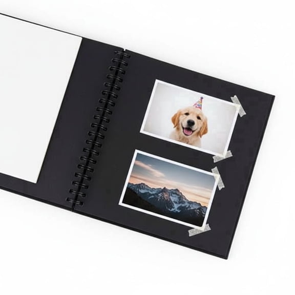 8 x 8 Inch DIY Scrapbook Album 40 Pages Hardcover Kraft Paper Scrap Book Photo Albums Memory Book for Wedding and Anniversary Family (Black, 10 Inch)