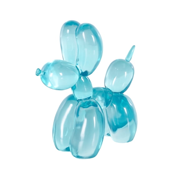 10" x 10" Light Blue Resin Tinted Balloon Dog Sculpture, by DecMode