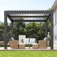 thumbnail image 1 of 10' x 10' Louvered Pergola with Adjustable Roof, Reinforced Aluminum Frame & Integrated Drainage Outdoor Gazebo for Patio, Garden, Backyard, Dark Gray, 1 of 5