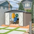 thumbnail image 1 of Unbranded 10' x 10' Metal Storage Shed with Durable Steel Design & Lockable Doors, 79 in x 122 in x 118 in, Brown, 2 Pack, 1 of 9
