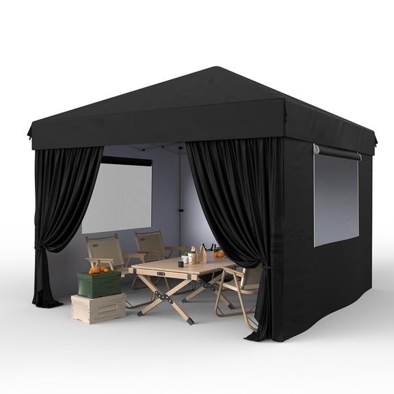 10' x 10' Outdoor Pop-Up Canopy Tent - Versatile Commercial Shelter with 4 Removable Sidewalls, Perfect for Farmers Markets, Craft Fairs, Events, Picnics, Camping, and Outdoor Vendors