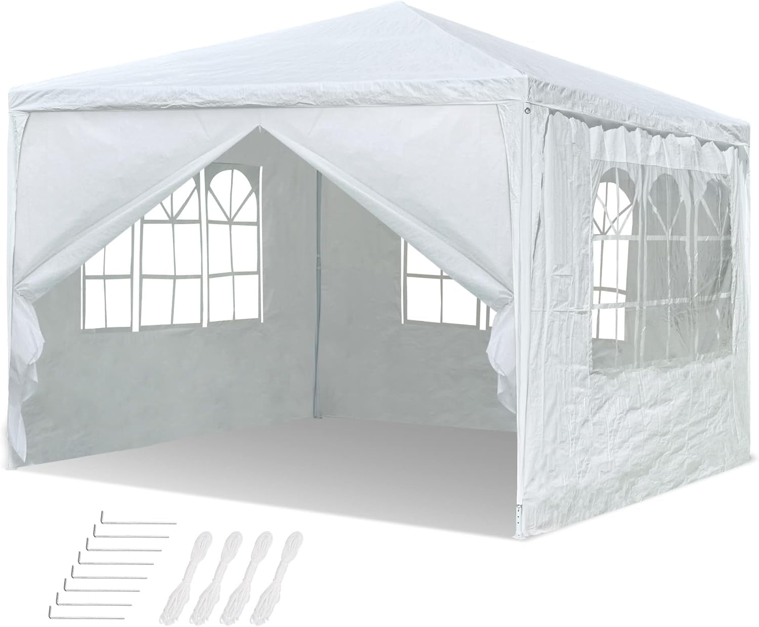 White 10' x 10' Outdoor Party Tent with Sidewalls