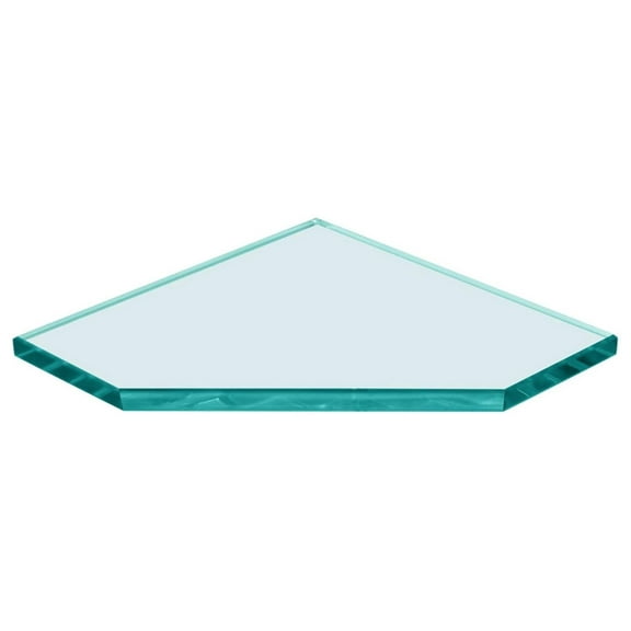 10" x 10" Pentagon Glass Corner Shelf - Shelf Only - Tempered - 3/8" Thick - Flat Polished Glass