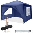 thumbnail image 1 of SANOPY 10'x 10' Pop up Canopy 1 Person Setup Canopy Portable Outdoor Party Instant Shelter with 4 Removable Sidewalls & Carrying Bag for Wedding Picnics Camping, Dark Blue, 1 of 9