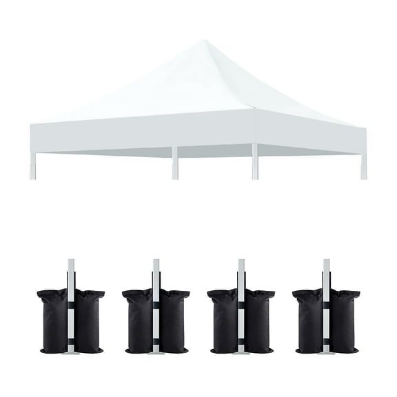 10' x 10' Pop Up Canopy Replacement Top,Replacement Canopy Tent and 4PC Pack Canopy Weight Bag for Outdoor Garden Patio,White