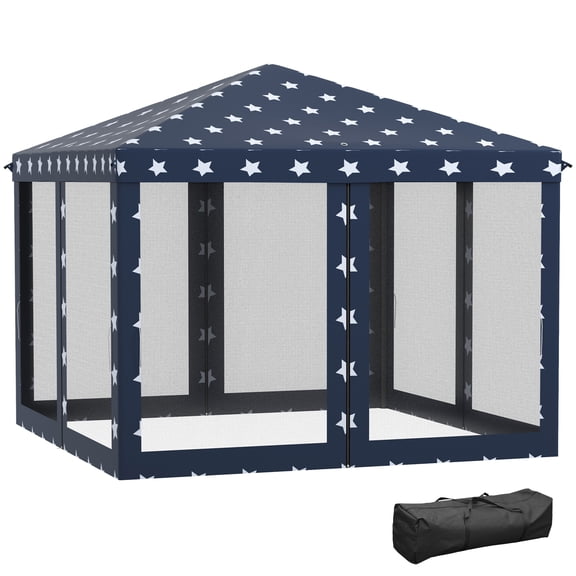 10' x 10' Pop Up Canopy Tent with Netting,Instant Gazebo,Ez up Screen House Room with Carry Bag,Height Adjustable for Outdoor,Garden,Patio