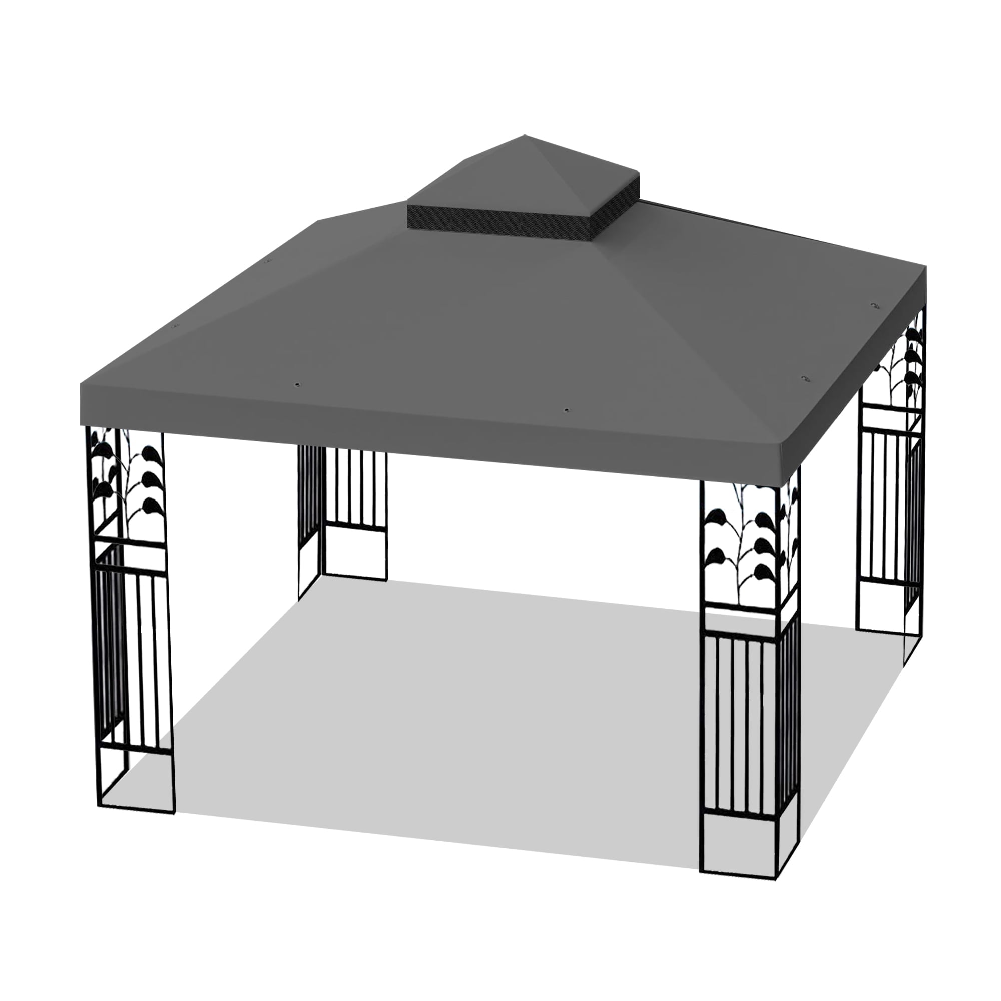 10' x 10' Replacement Canopy Top Cover,Double Tiered Replacement Gazebo Tent Roof Top Cover for Outdoor Garden Patio,Gray
