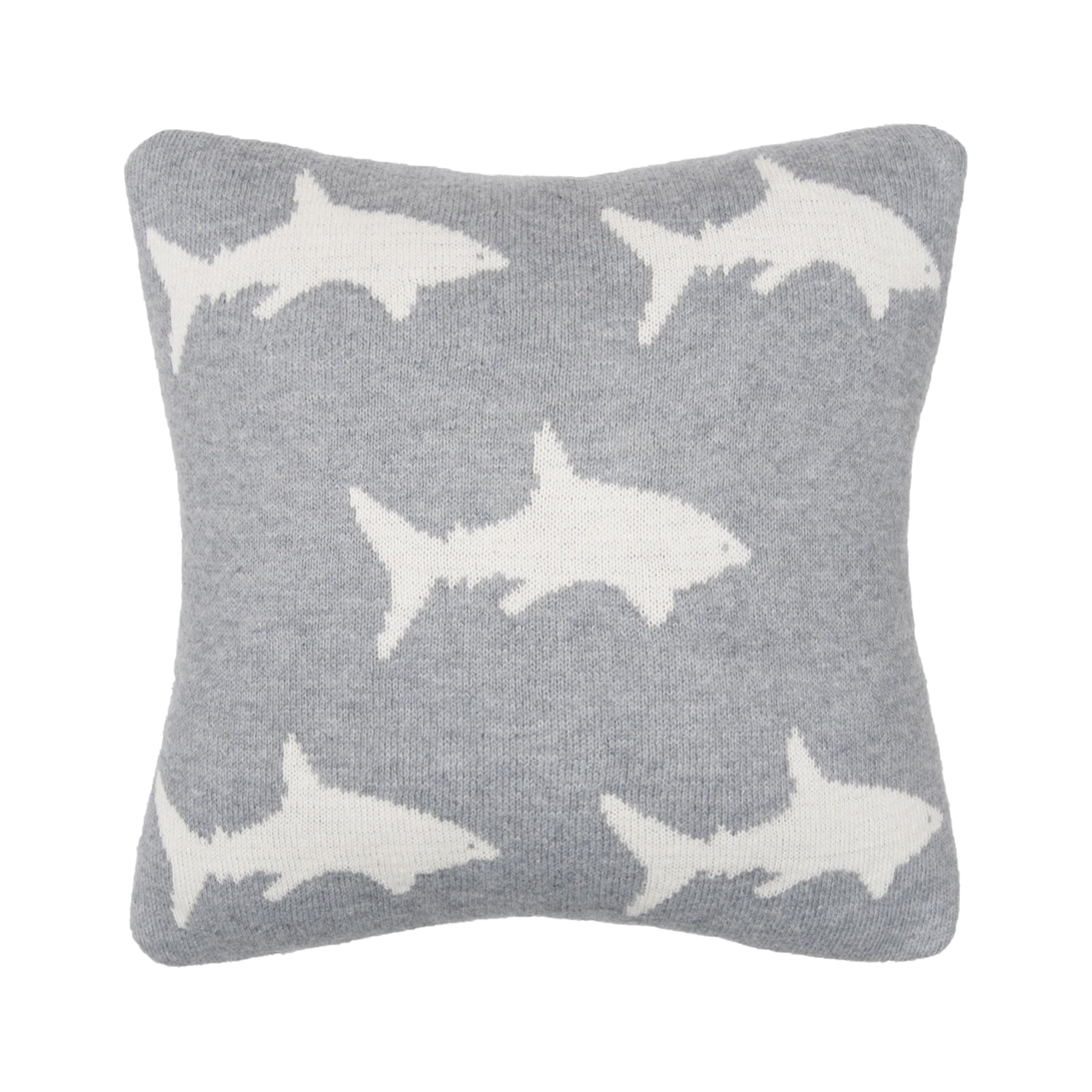 10" x 10" Reversible Shark Knitted Cotton Throw Pillow