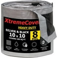 thumbnail image 1 of 10' x 10' Silver / Black Super Ultra Heavy-Duty Tarp – 8 mil Waterproof & UV-Resistant 10x10 - Large Outdoor Tarp, Waterproof Cover for Rain Camping, Tent, UV Protection, Reinforced Corners, 1 of 9