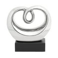 thumbnail image 1 of 10" x 10" Silver Ceramic Swirl Abstract Sculpture with Black Base, by DecMode, 1 of 10