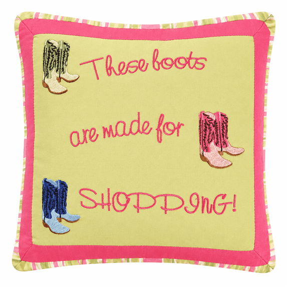 "These Boots Are Made for Shopping" Mini Accent Pillow 10" x 10"