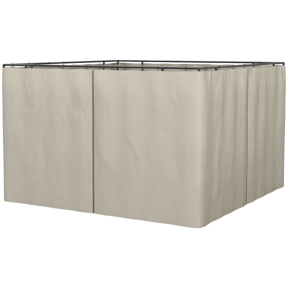 10' x 10' Universal Gazebo Sidewall Set, Beige Polyester Replacement Curtains with Hooks