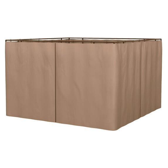 10' x 10' Universal Gazebo Sidewall Set with Panels, and C-Rings Included for Pergolas and Cabanas, Brown Brown + Polyester