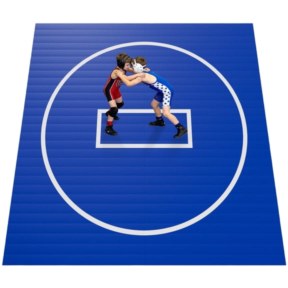 10' x 10' Wrestling Mat for Home, Foam Inflatable Roll-Up Training Mat for Wrestling, BJJ, Jiu Jitsu, Grappling & Martial Arts, Blue(Ships in 2 packages)