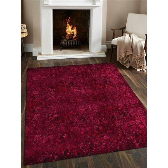 10 x 10 ft. Hand Tufted Polyester Square Shag Area Rug, Violet & Black
