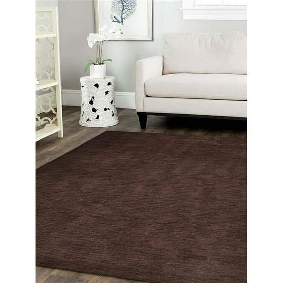 10 x 10 ft. Solid Hand Knotted Gabbeh Wool Square Area Rug, Brown