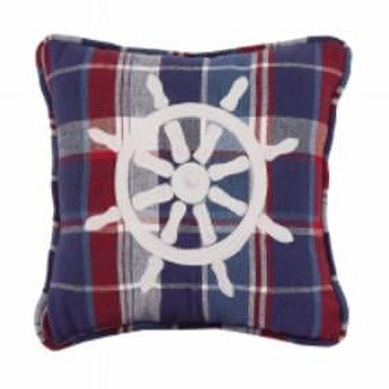 10 x 10 in. Picnic Plaid Wheel Embroidered Blown Filled Pillow, Pack of ...