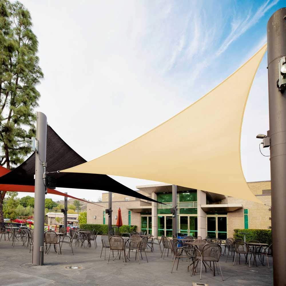 10' x 10' x 10' Beige Triangle Sun Shade Sail Canopy Outdoor Fabric ...