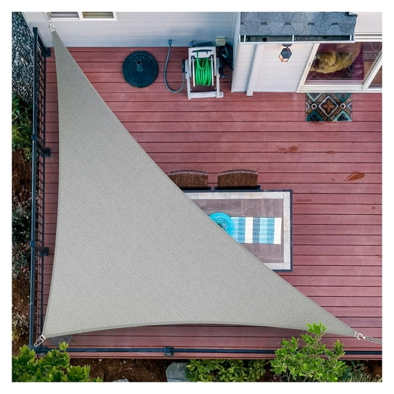 10' x 10' x 14.1' Grey Right Triangle Sun Shade Sail UPF50 SMTAPT32 Canopy Fabric Cloth Screen, Water Air Permeable & UV Resistant, Heavy Duty, Carport Patio Outdoor - (We Customize Size)