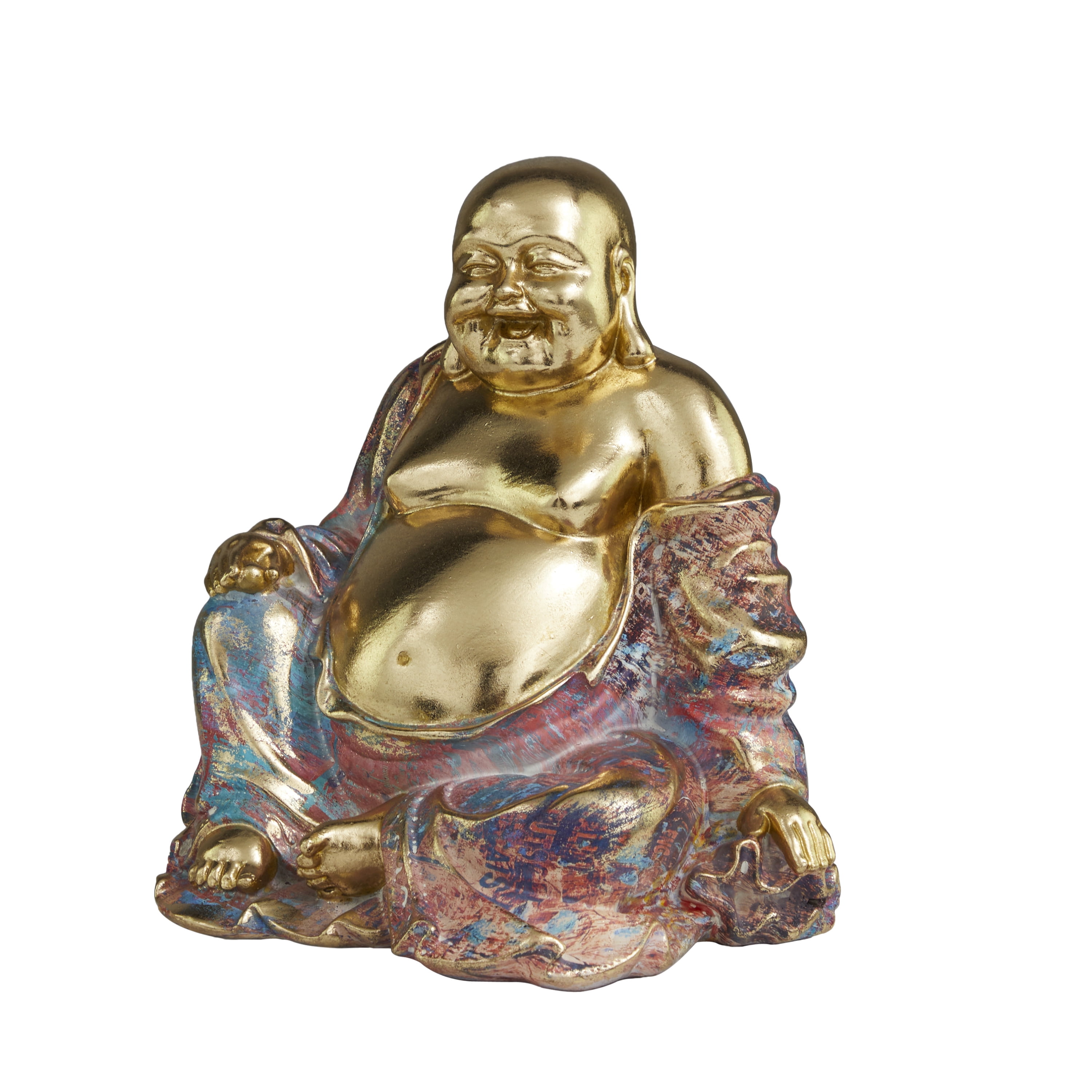 10" x 11" Multi Colored Resin Buddha Sculpture, by DecMode