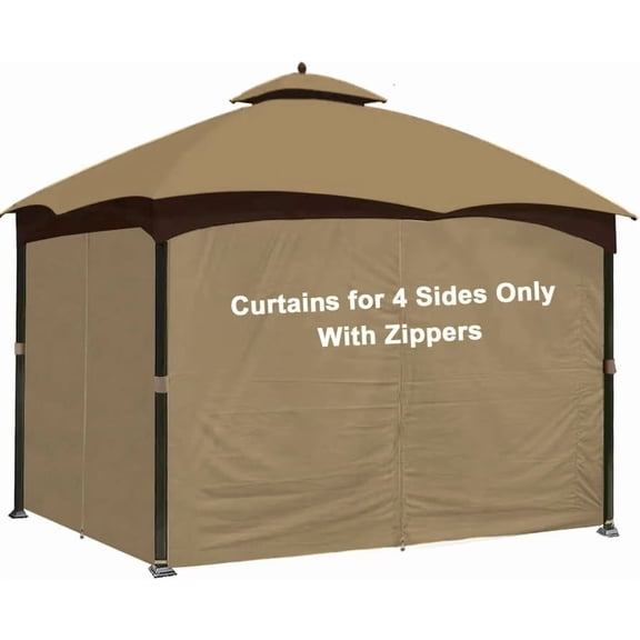 10' x 12' Gazebo Privacy Curtain Set for Lowe's Allen Roth 10X12 Gazebo Model #GF-12S004B-1 / GF-12S004BTO/ TPGAZ17-002,Beige