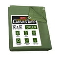 thumbnail image 1 of 10' x 12' Green Canvas Tarp 12oz Heavy Duty Water Resistant, 1 of 20