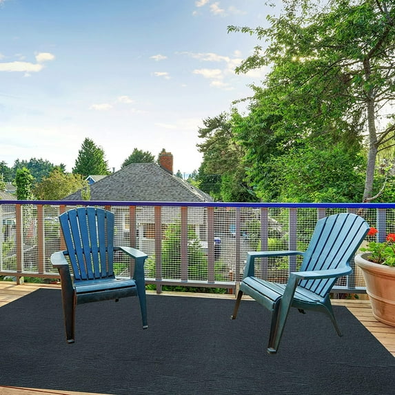 10' x 12' Soft and Durable Ribbed Pattern Indoor/Outdoor Area Rugs Lightweight and Flexible for Easy Cleaning and Transport. 100% PET Fiber (Color: Ocean Blue)