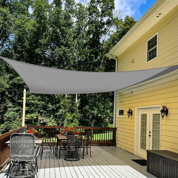10' x 12' Sun Shade Sail Recle Outdoor Canopy UV Block Sunshades for Patio, Square Shade Cloth for Backyard Porch Deck Garden Pergola Cover, Gray
