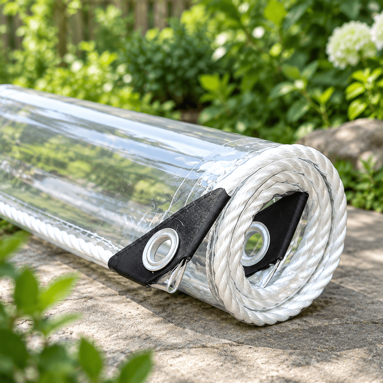 10' x 12' Transparent Vinyl Outdoor Tarp with Grommets for Patio ...
