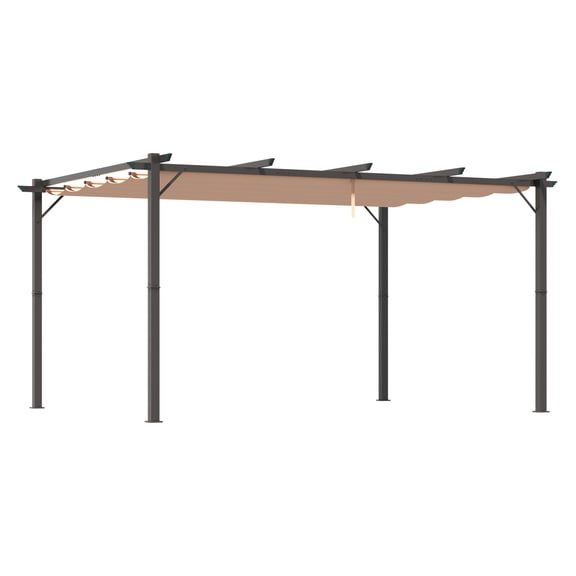 10' x 13' Aluminum Patio Pergola with Retractable Pergola Canopy, Backyard Shade Shelter for Porch, Outdoor Party, Garden, Grill Gazebo, Charcoal Gray