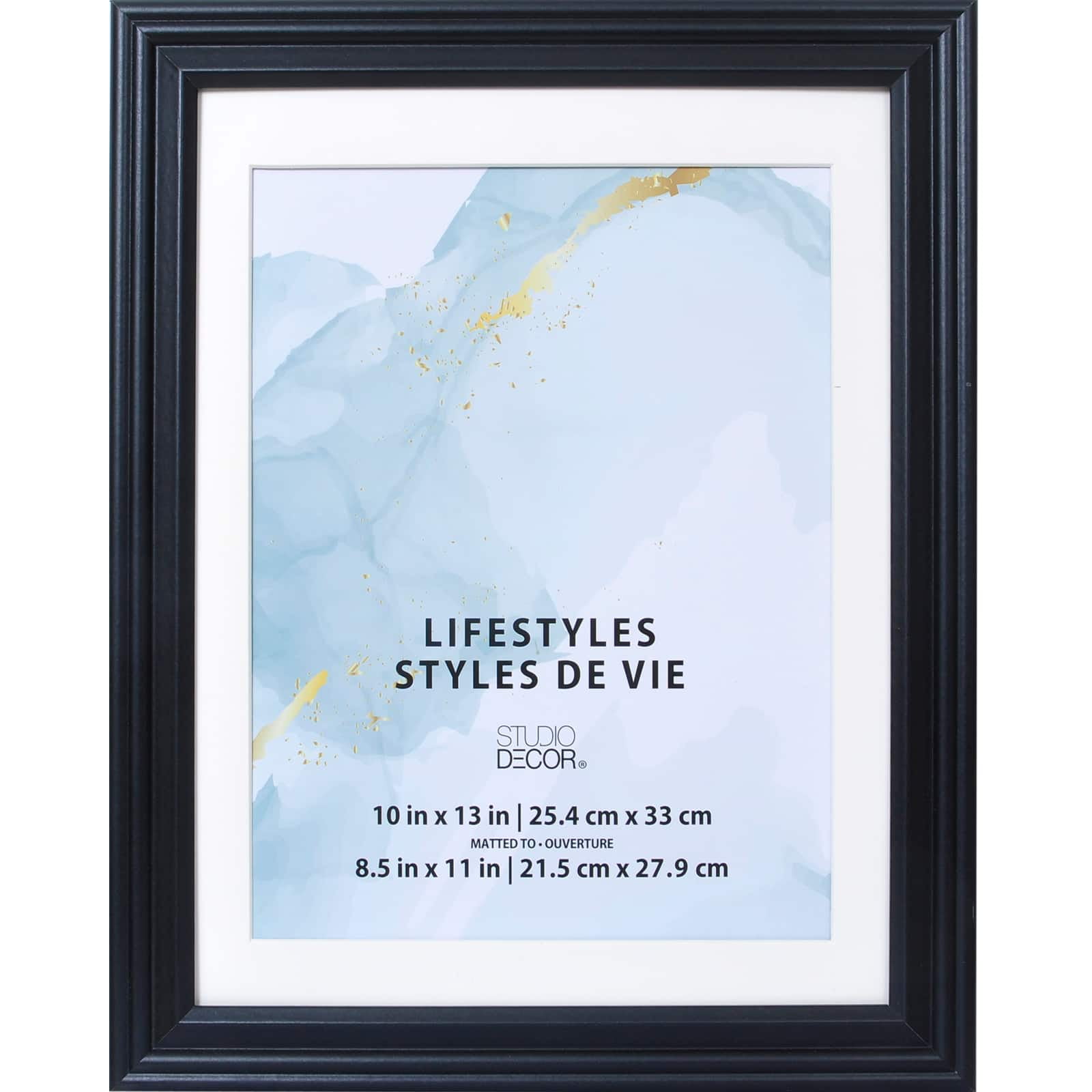 Studio Decor 10" x 13" Black Frame With 8.5" x 11" Mat, Lifestyles - Includes Pre-attached Hanging Hardware, Horizontal or Vertical Display - MDF, 1 Pack