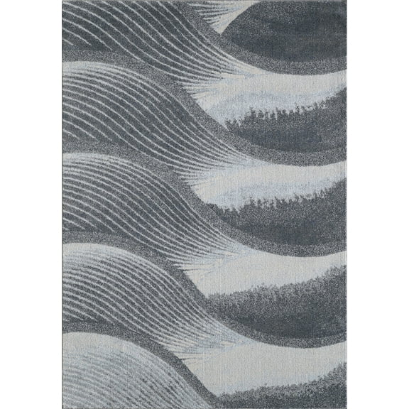 10â€™ x 13â€™ Gray Blue Abstract Waves Modern Area Rug