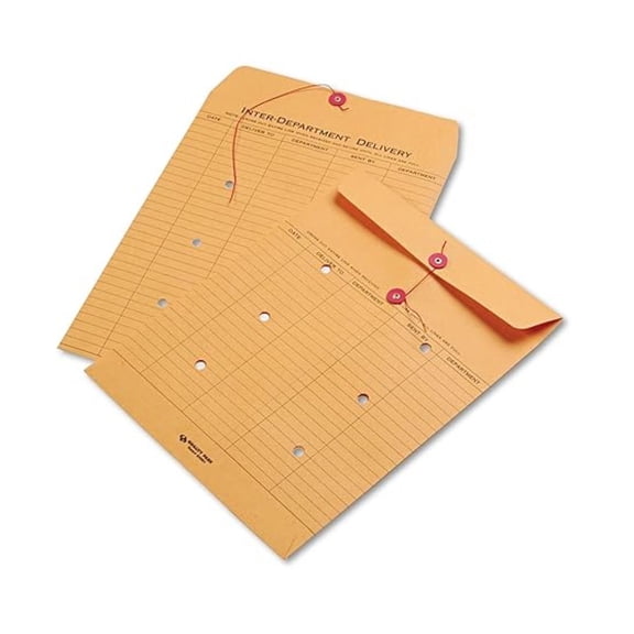 10 x 13 Interoffice Envelopes, 100 Pack, Inter office Routing Envelopes with String & Button Closure, 28 lb Brown , Reusable Document Mailers